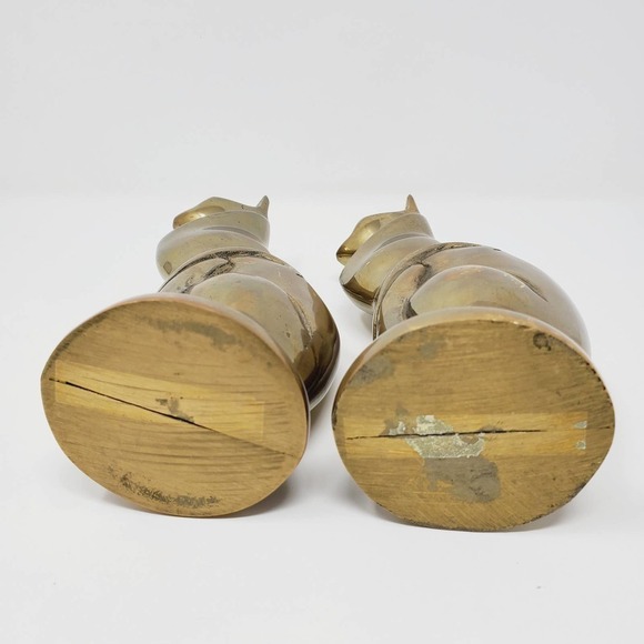 Mid-Century Brass Pair of Cat Statue Home Decor - Picture 5 of 7